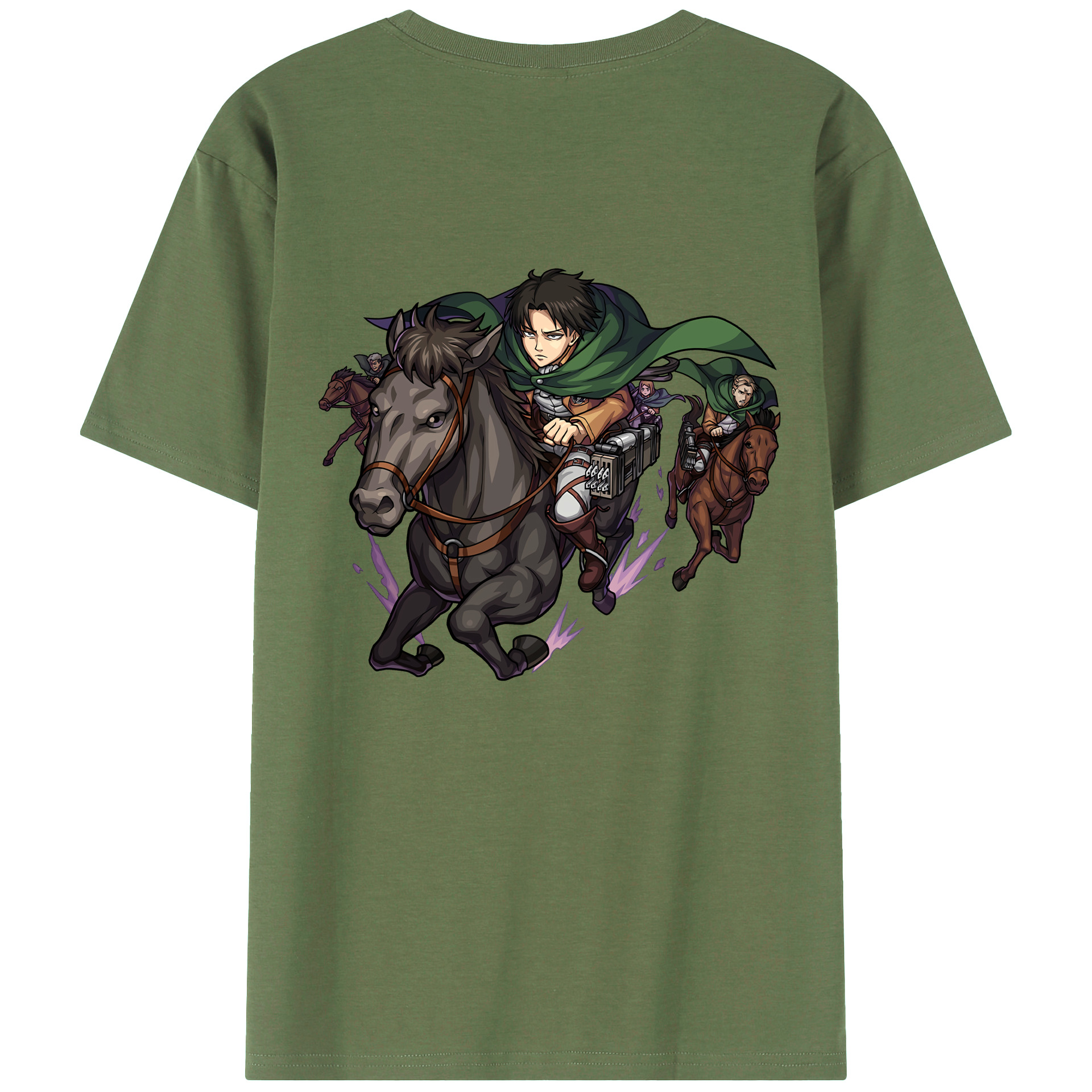 （画像用） 進撃の巨人 リヴァイ·アッカーマン Attack on Titan Levi Ackerman 綿100％ メンズ半袖Tシャツ（バックプリント） 通気性